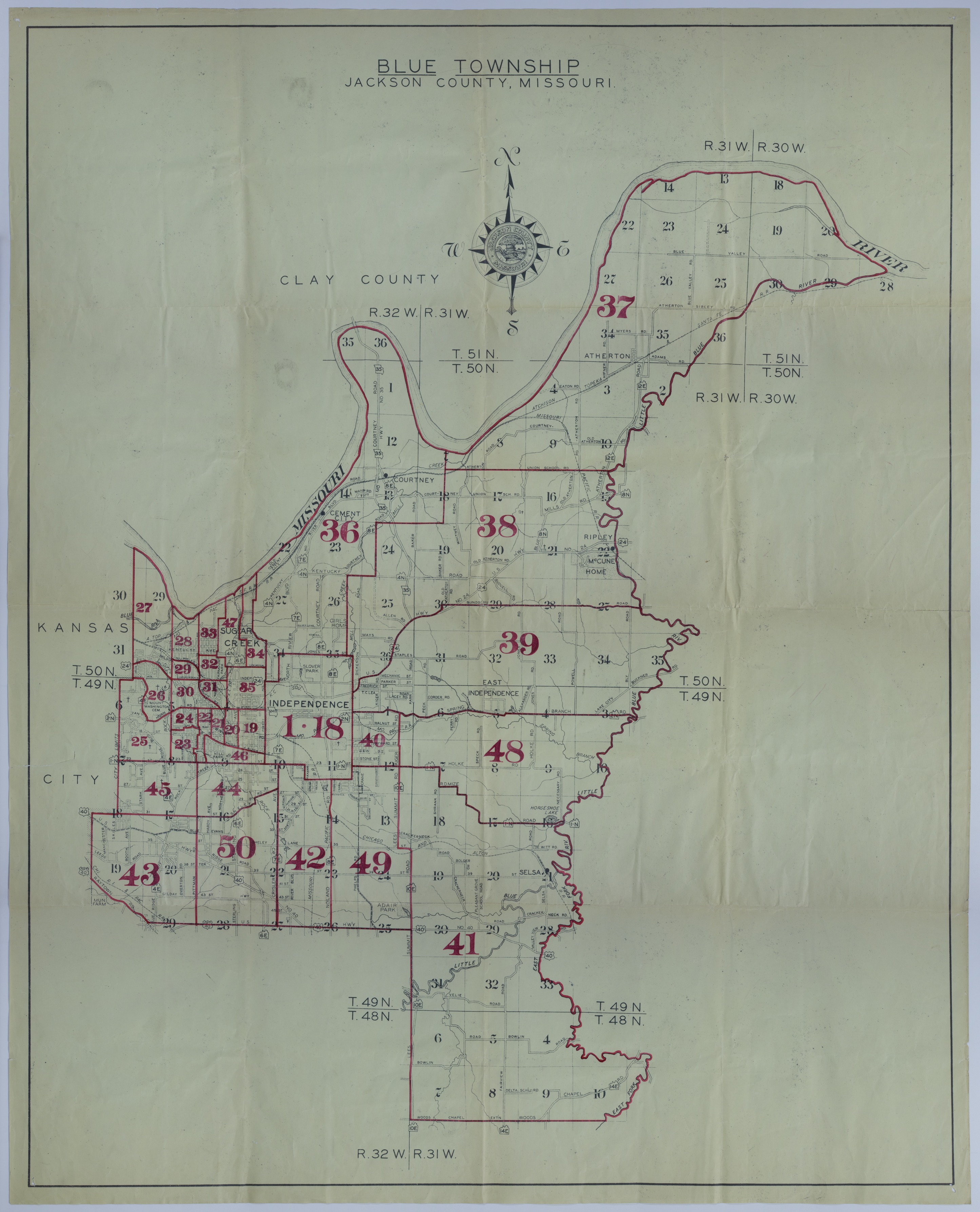 Property Lines Jackson County Mo Map Of Blue Township In Jackson County, Missouri | Harry S. Truman