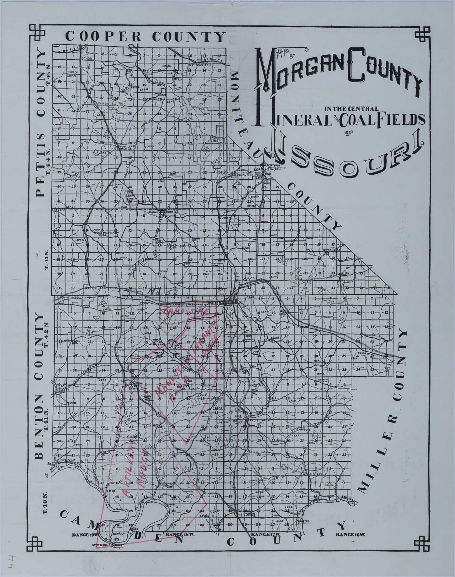 Map of a Proposed Military Base in County, Missouri Harry S