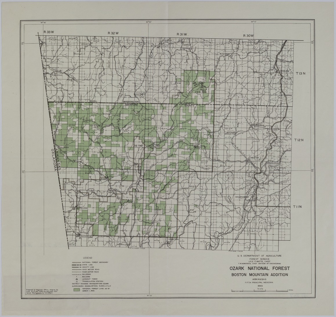 Map of Ozark National Forest  Harry S. Truman