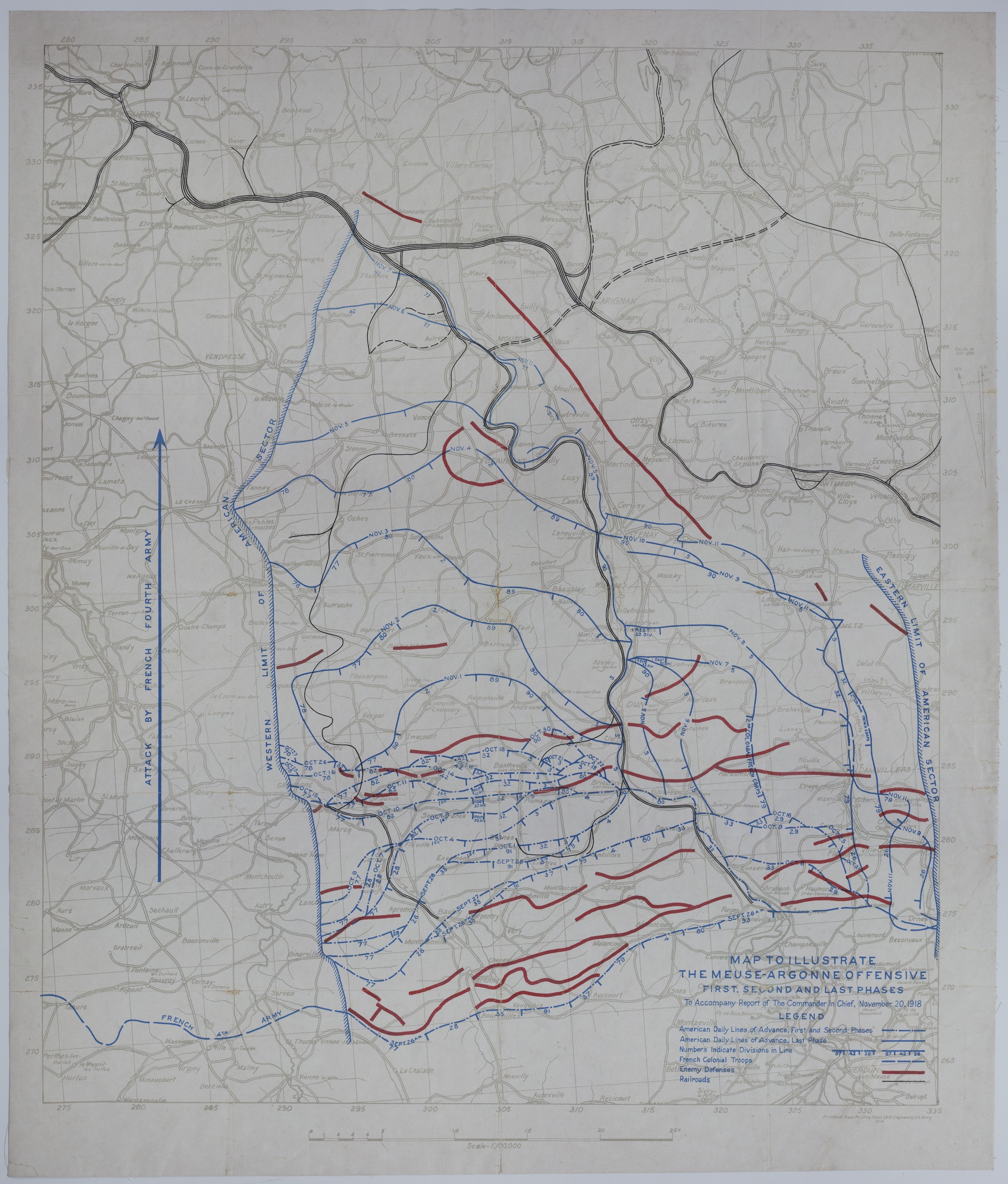 Map Of Allied Divisional Movement During The Meuse Argonne Offensive   M610 