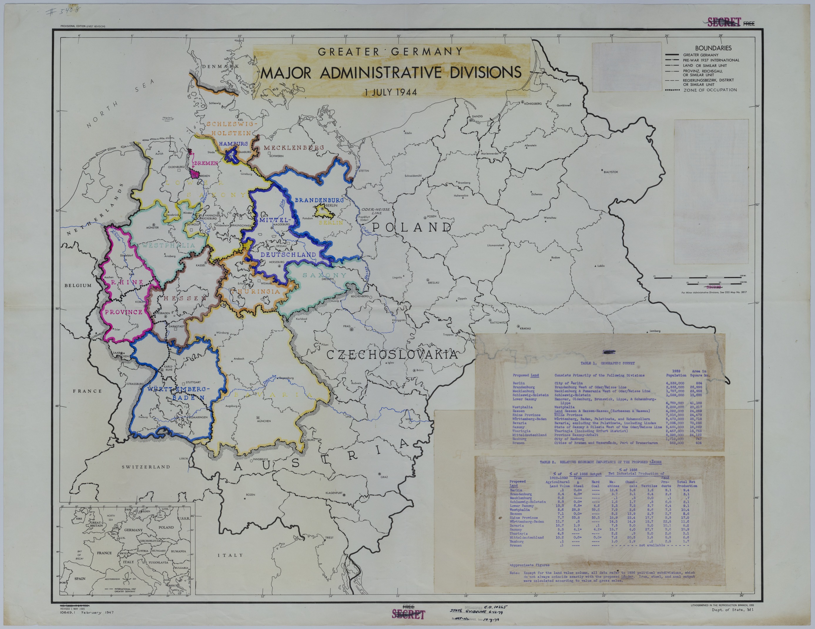 Map of the Major Administrative Divisions of Greater Germany  Harry S 