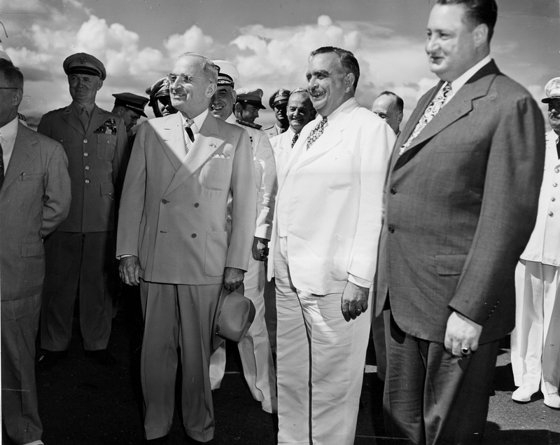 President Truman With Governor Pinero And Secretary Krug 