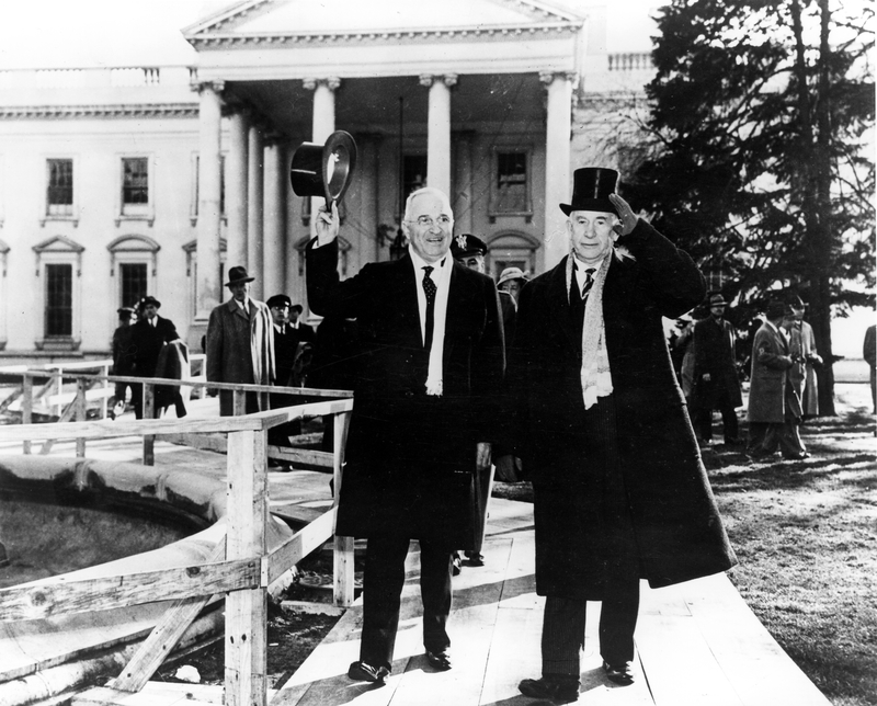 President Harry S. Truman and Vice President Alben W. Barkley Walking ...