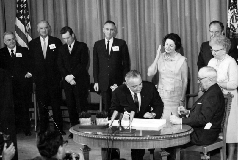 President Lyndon B. Johnson Signs Medicare Bill At The Harry S. Truman ...