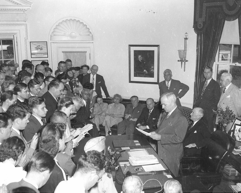 Truman Reading Announcement Of Japanese Surrender | Harry S. Truman