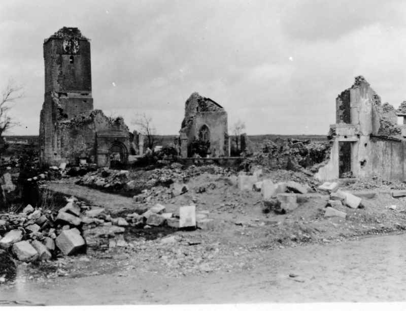 Snapshot of Ruins of Church in France during World War I | Harry S. Truman