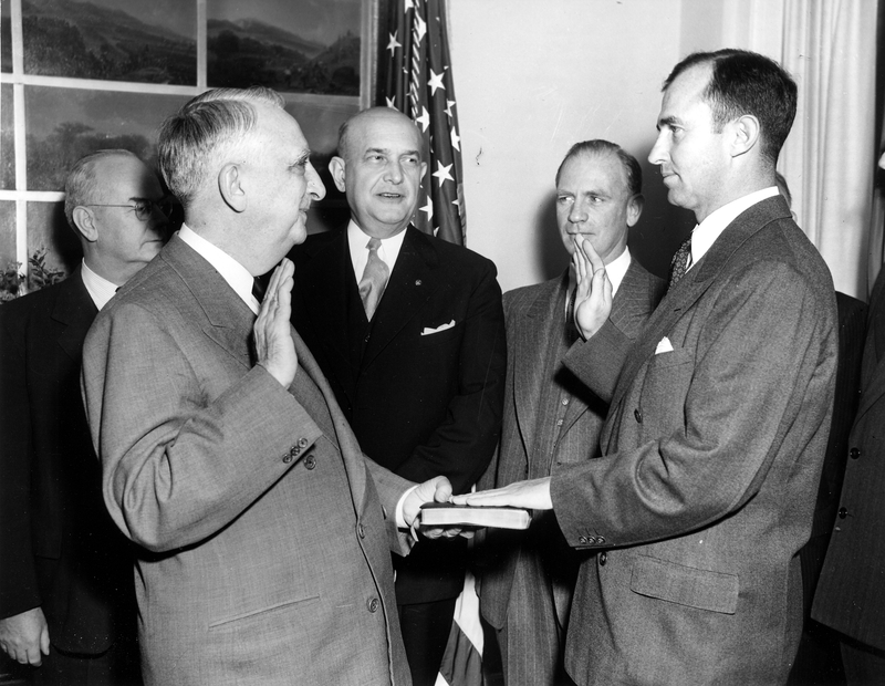 Frank Pace, Jr., is sworn into office as the new Secretary of the Army ...