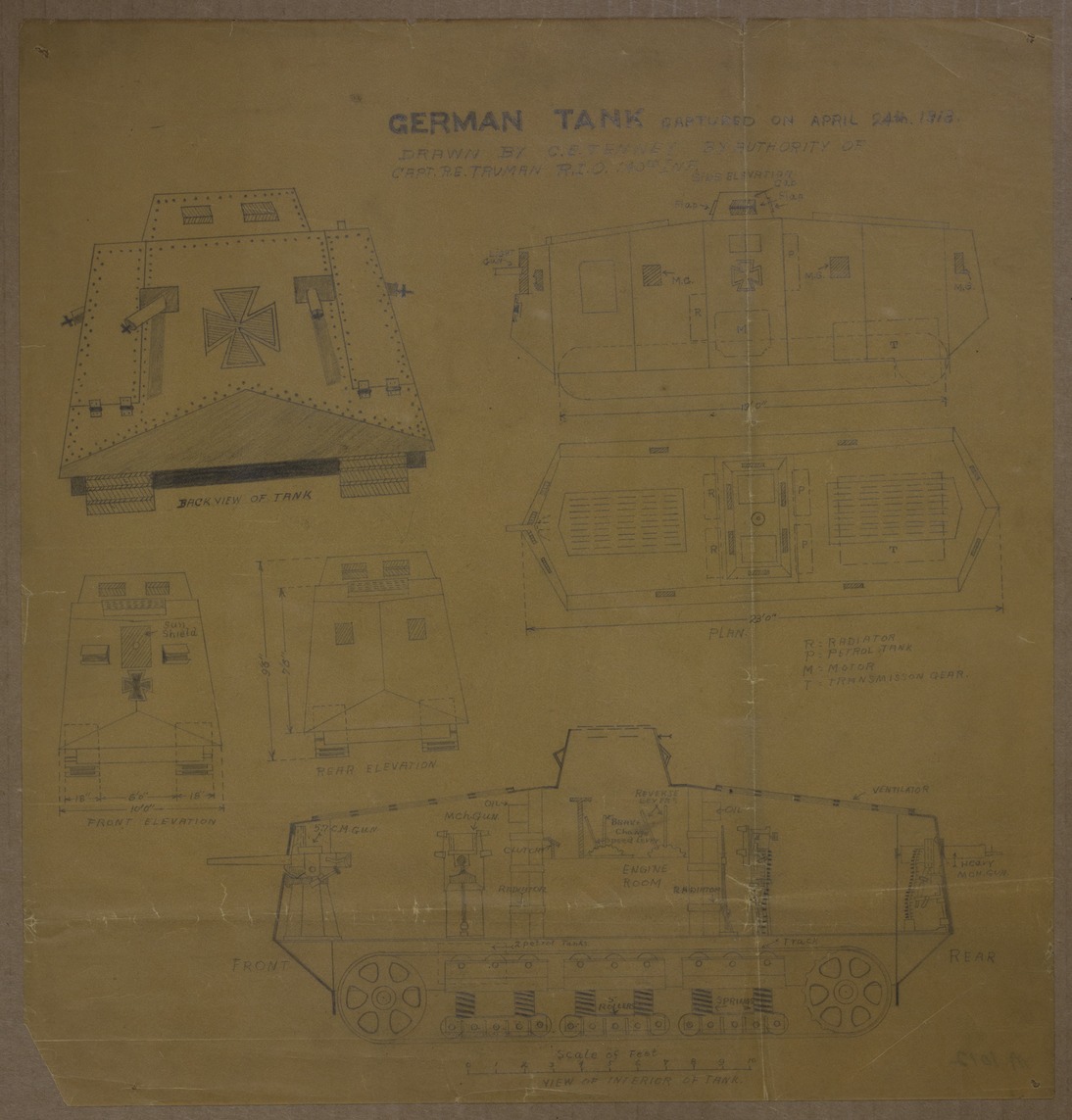Drawing of a Captured German Tank