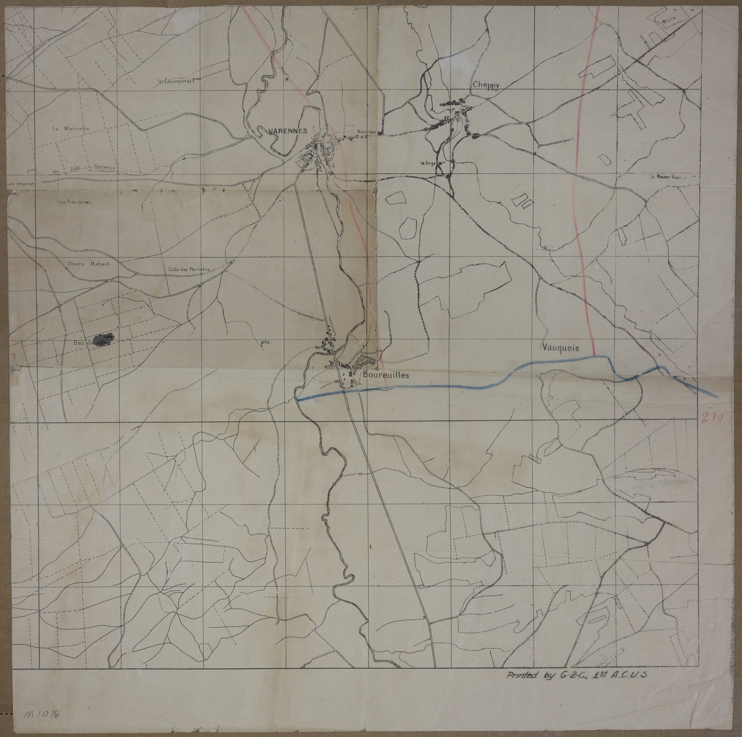 Map of Allied and Enemy Lines Surrounding Cheppy