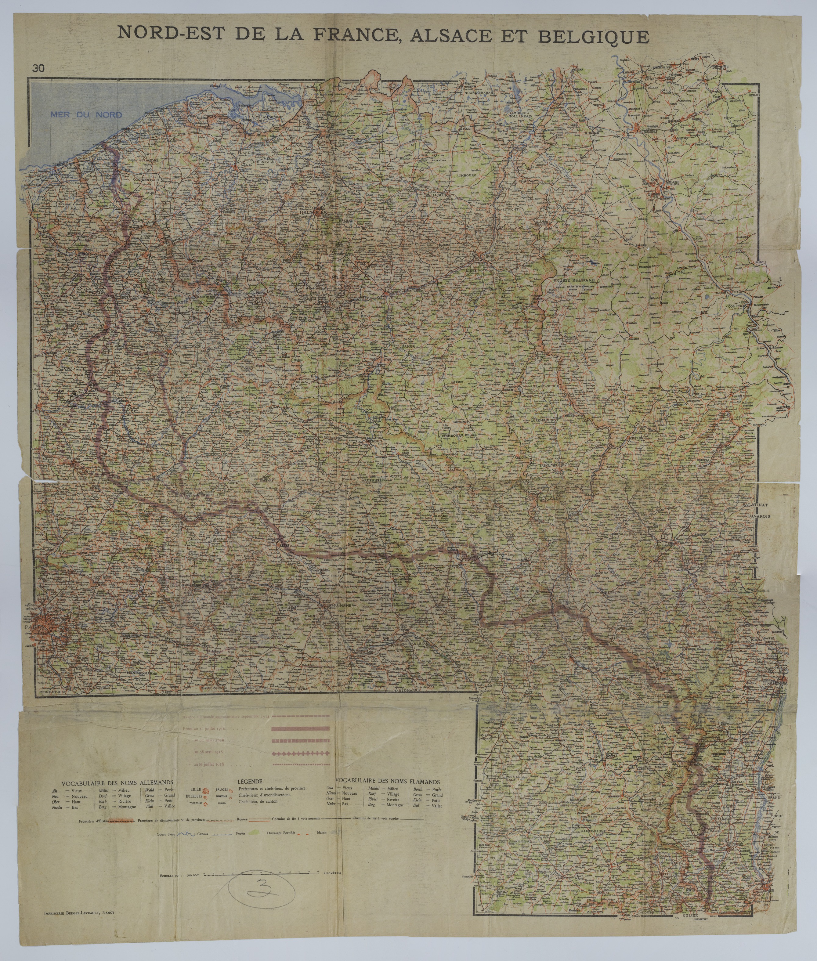 Map of the Front in Northeast France and Belgium