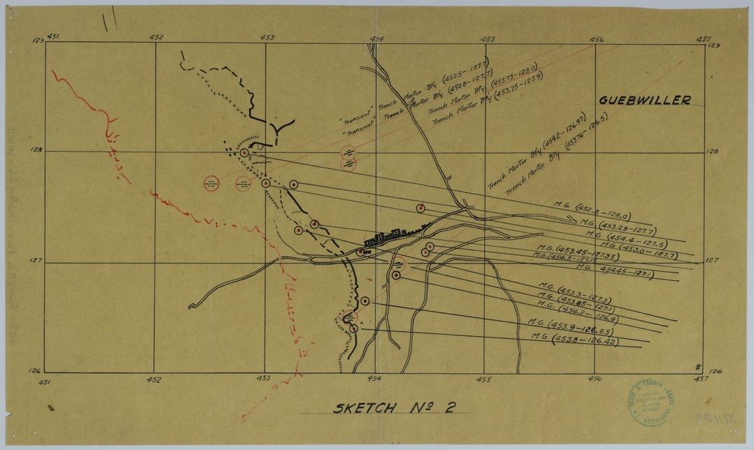 Map of Mortar and Machine Gun Positions Near Guebwiller