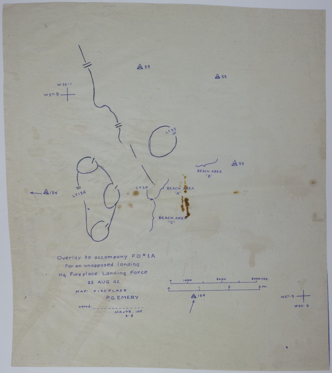 Map of the Landing at Adak Island