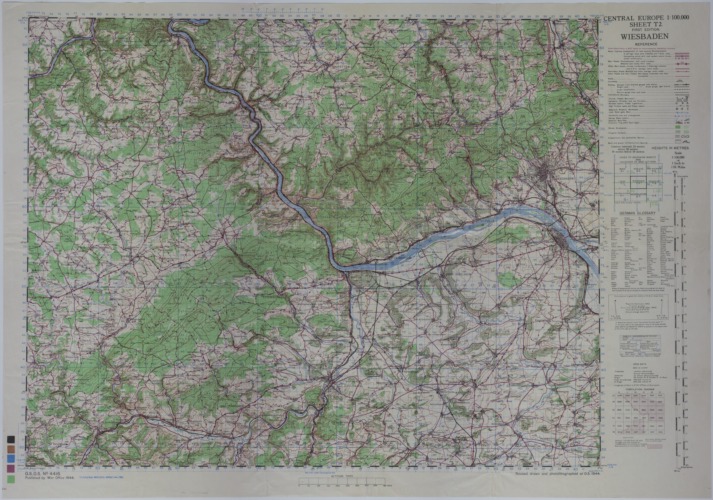 Map of the Area Near Wiesbaden, Germany