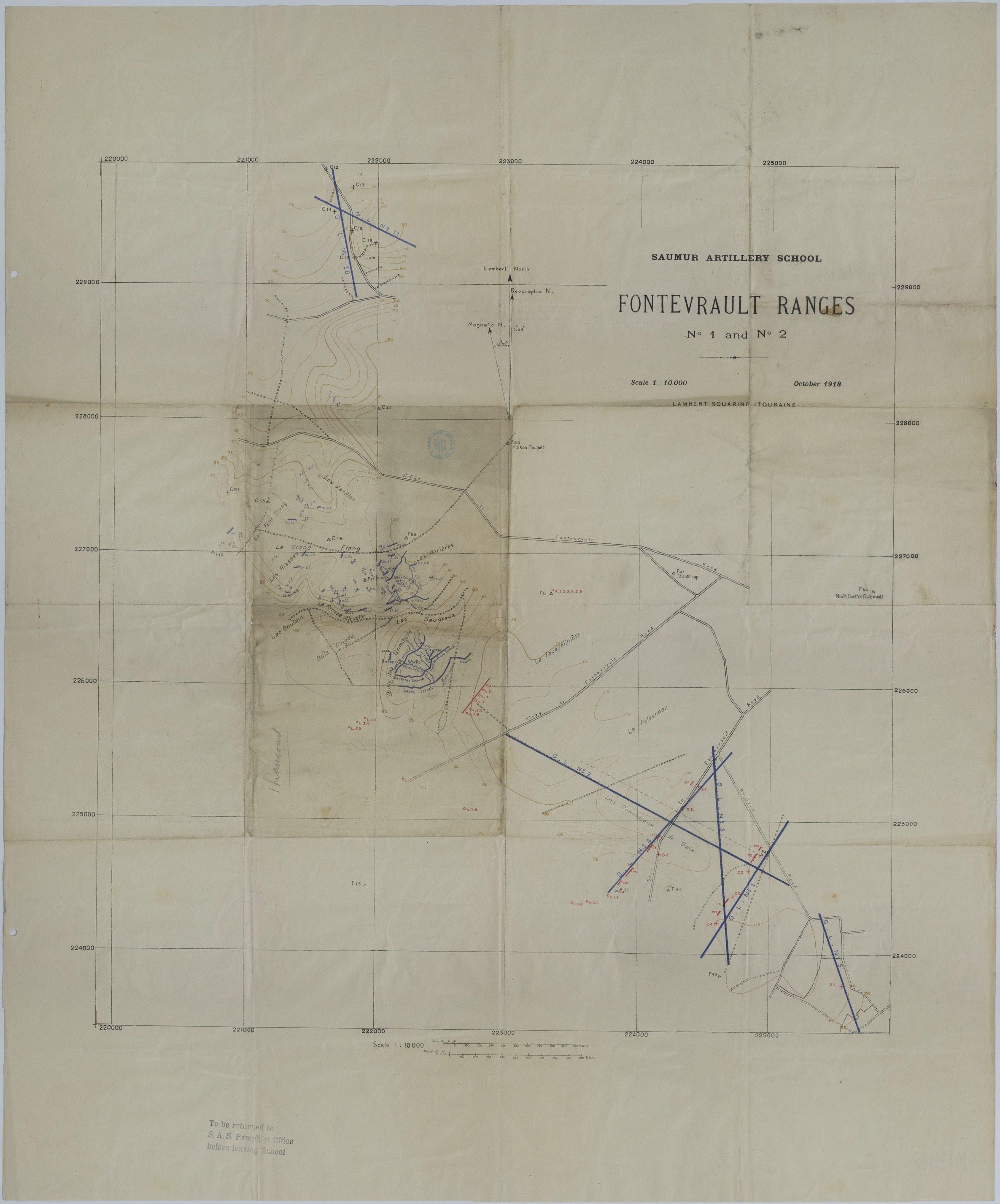 Map of the Fontevrault Ranges at the Saumur Artillery School