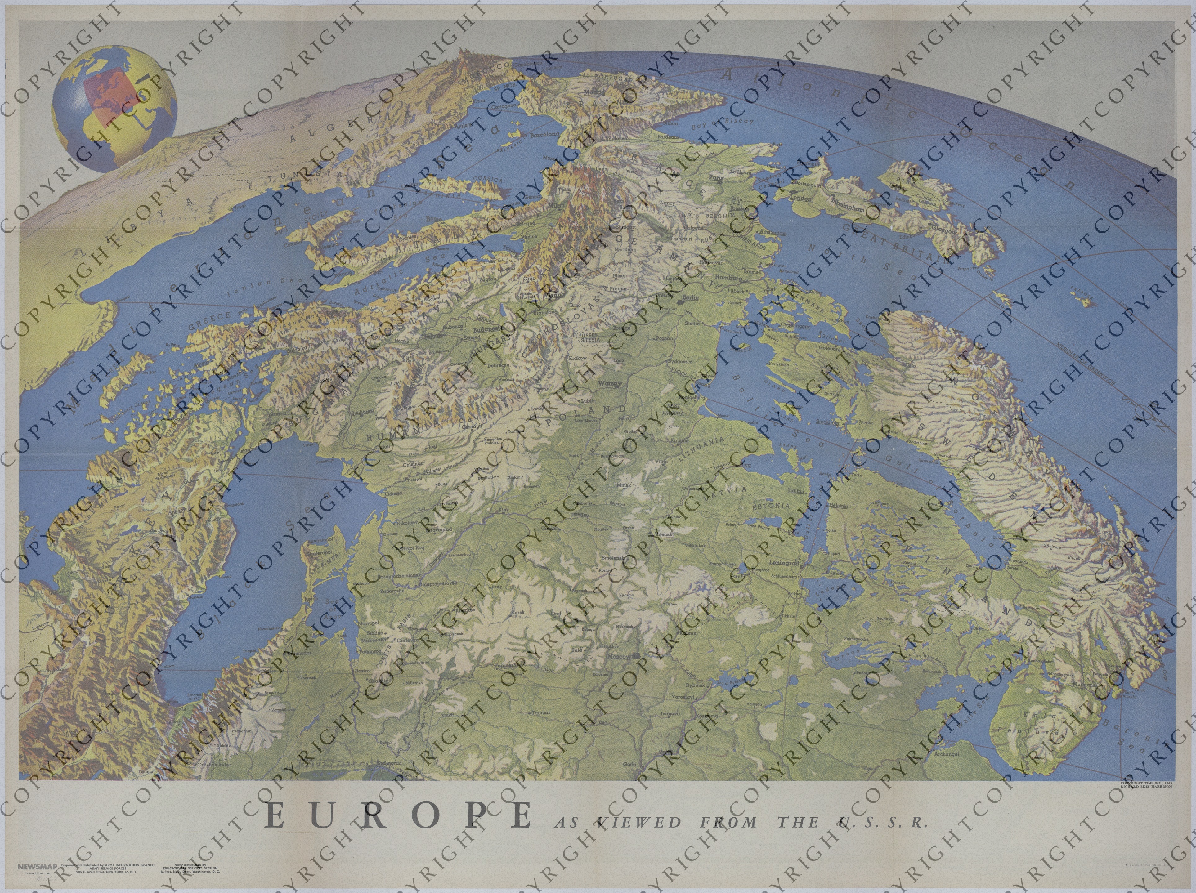 Map of Europe as Viewed from the Soviet Union