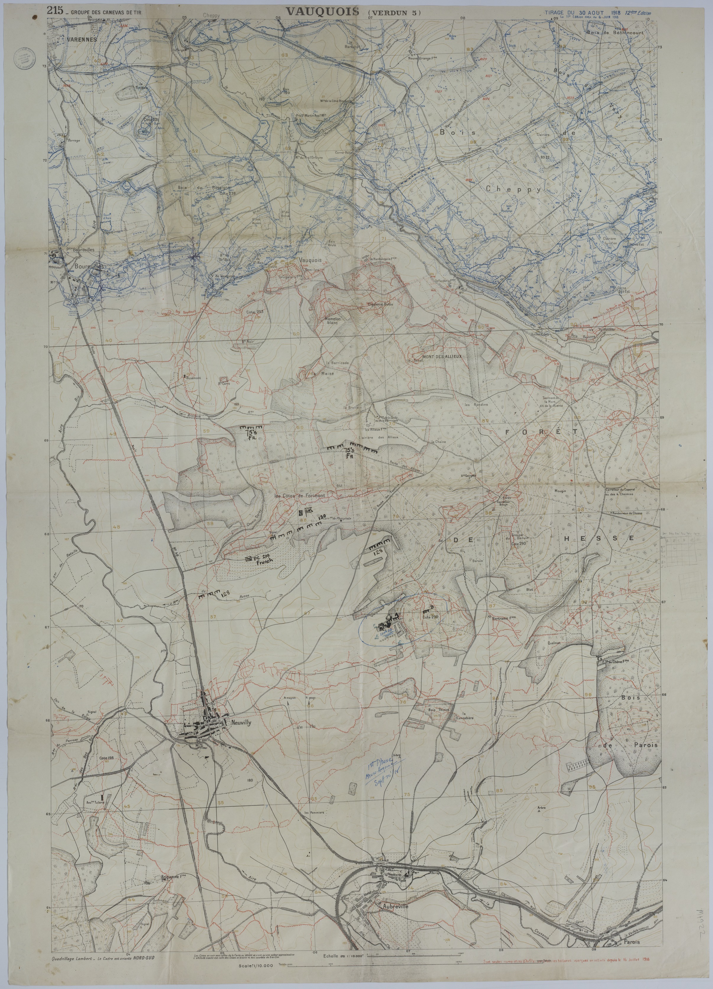 Map of Artillery Positions on September 26, 1918