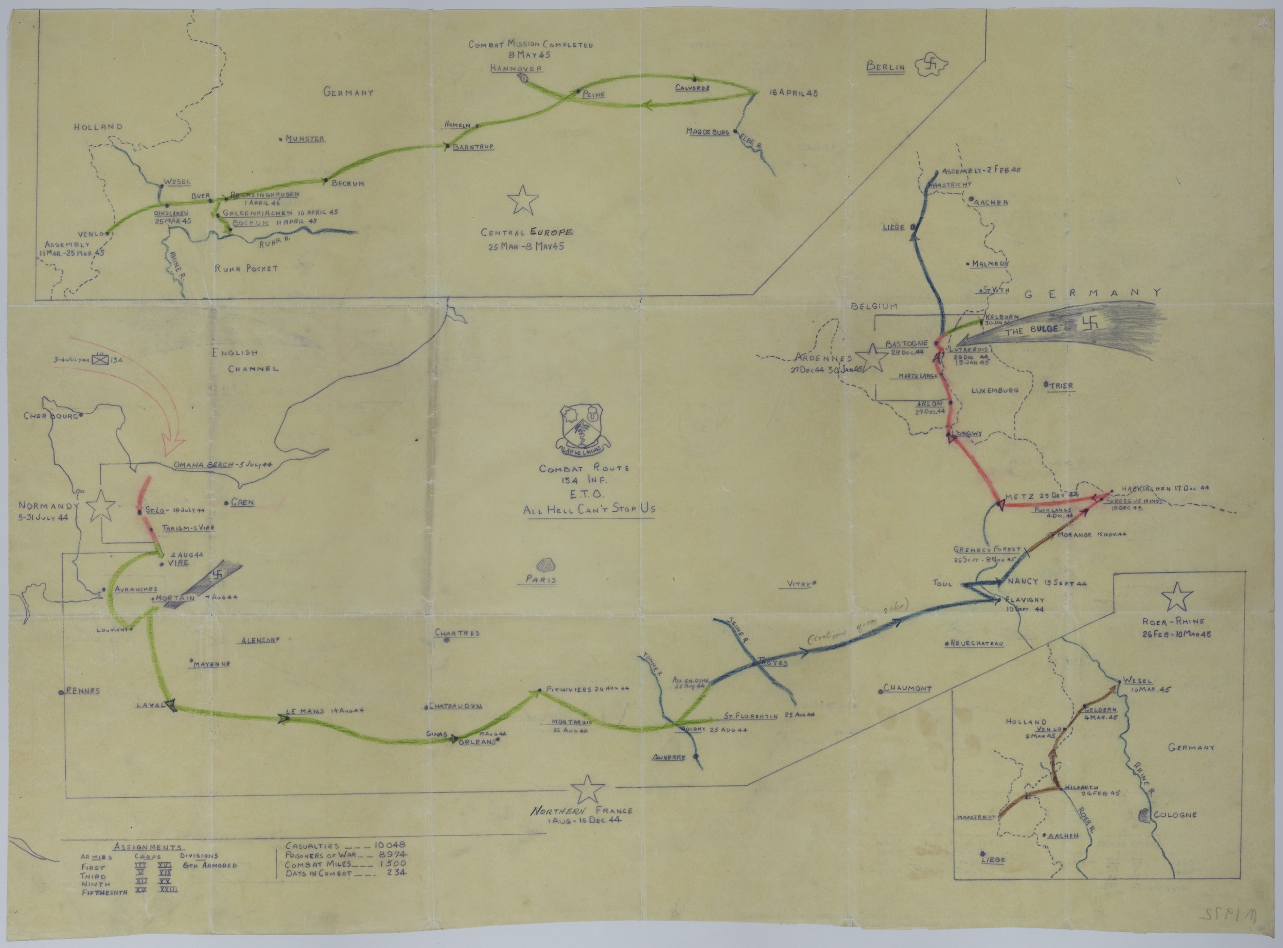 Map of the 134th Infantry