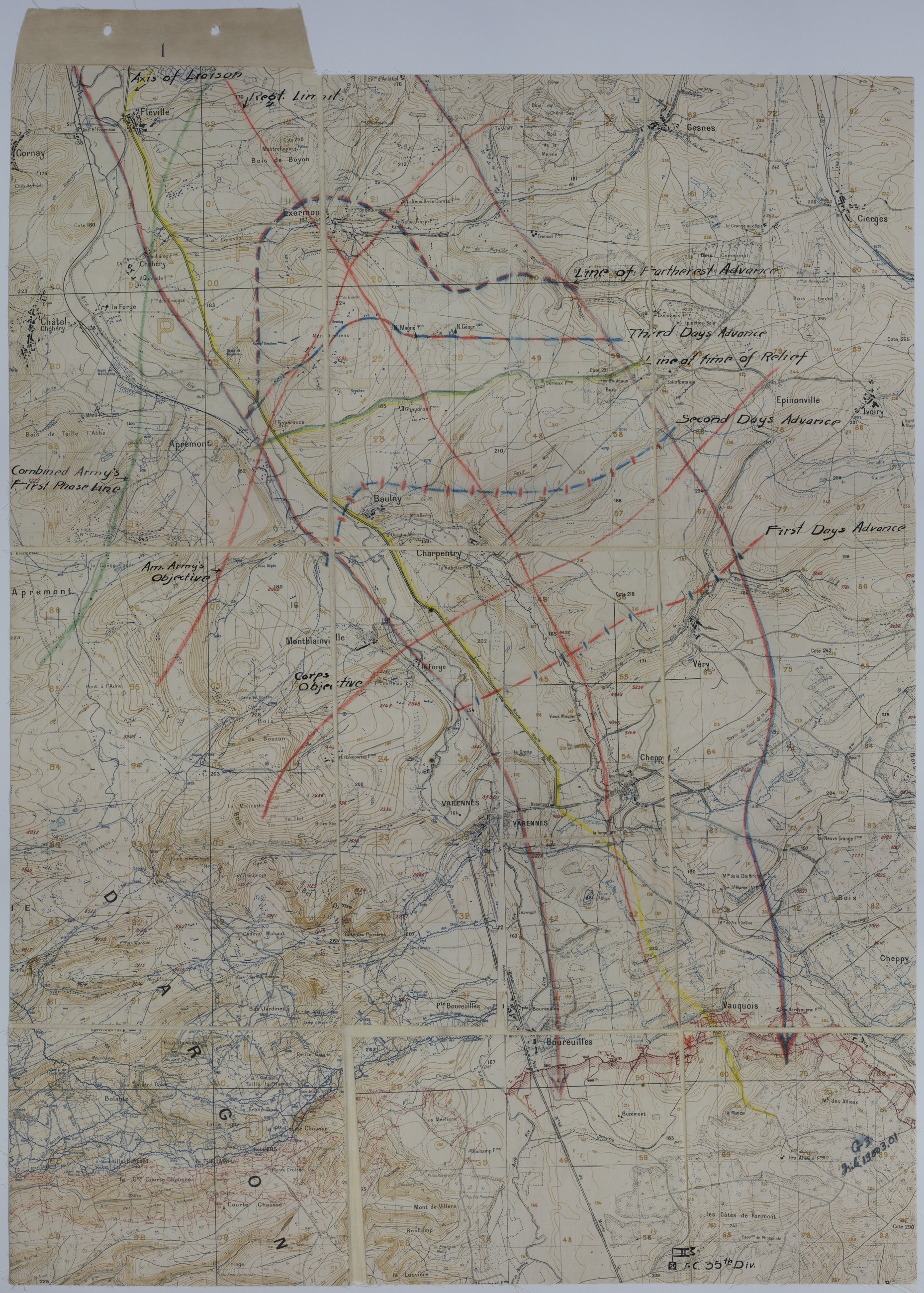 Map of American Advance During the Meuse-Argonne Offensive