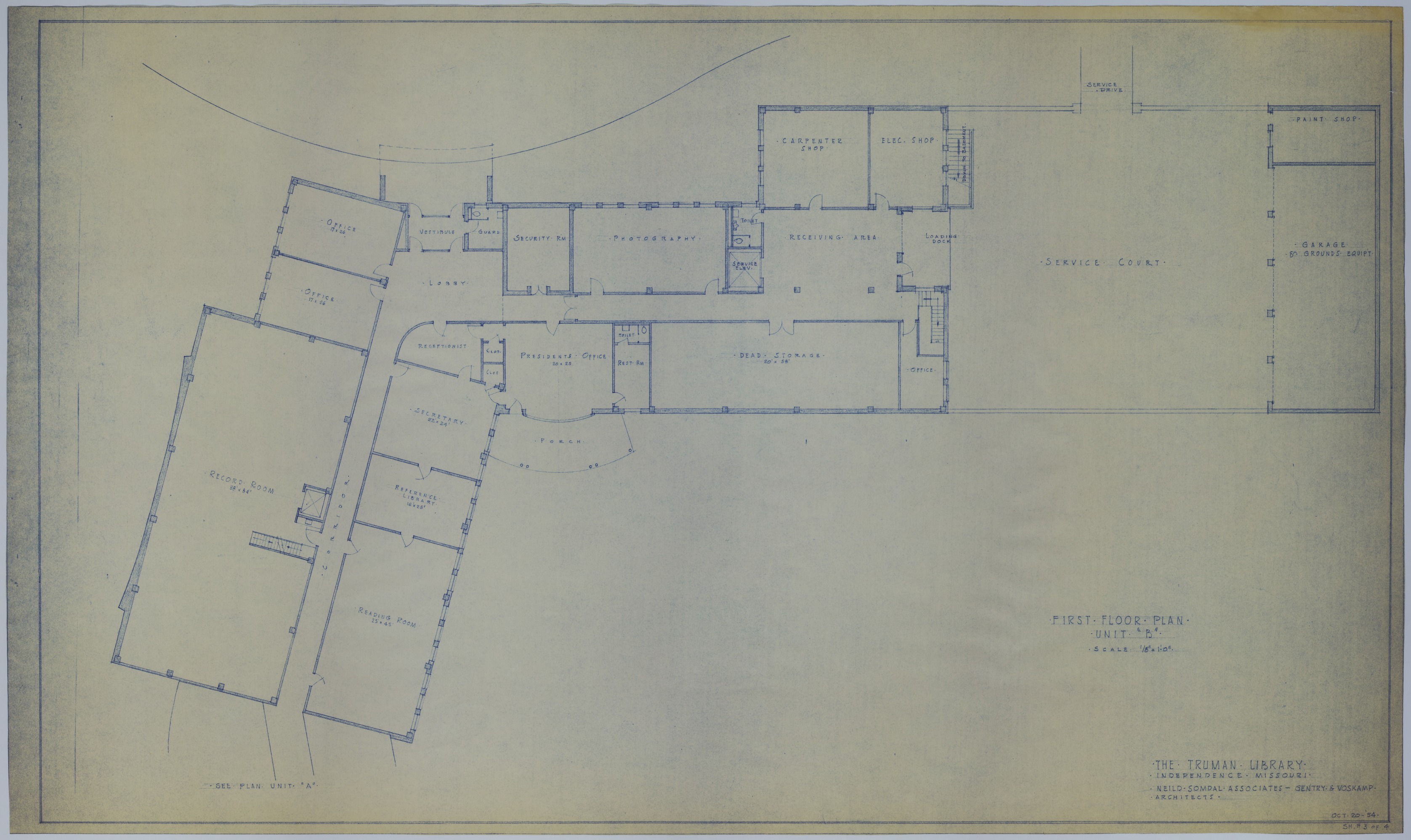 Drawing of the Proposed First Floor of the Harry S. Truman Library