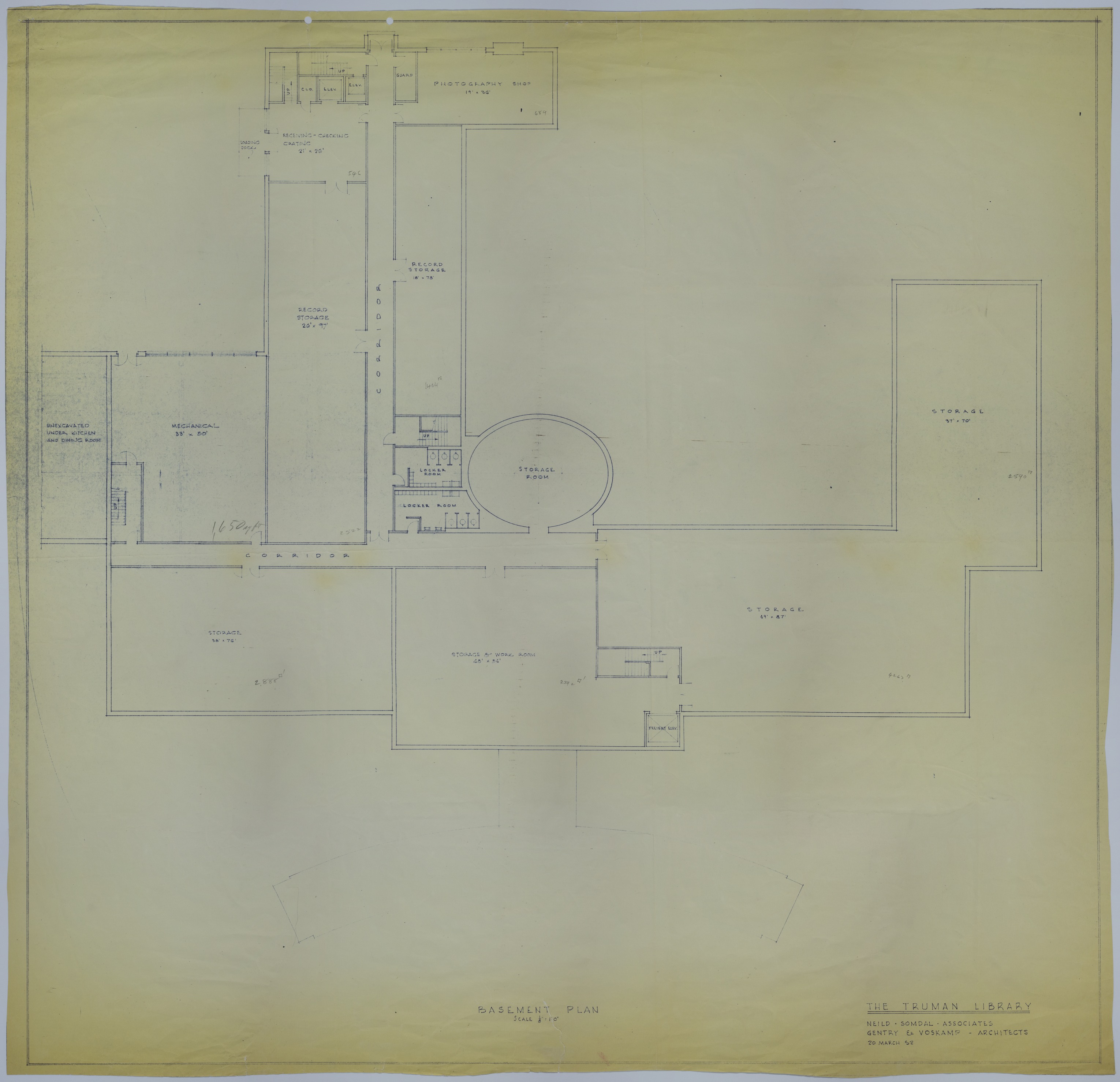 Drawing of the Proposed Basement of the Harry S. Truman Library