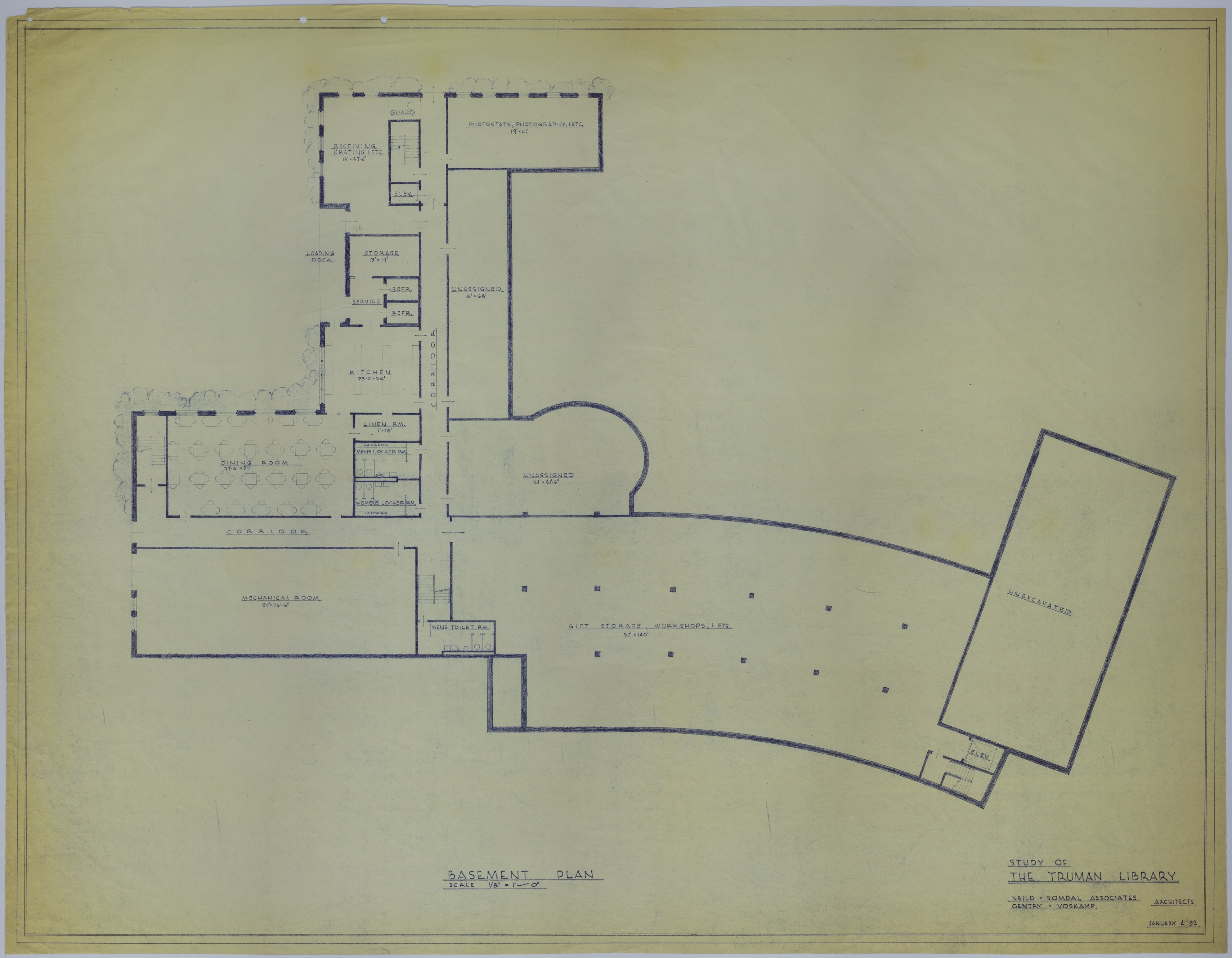 Drawing of the Proposed Basement of the Harry S. Truman Library