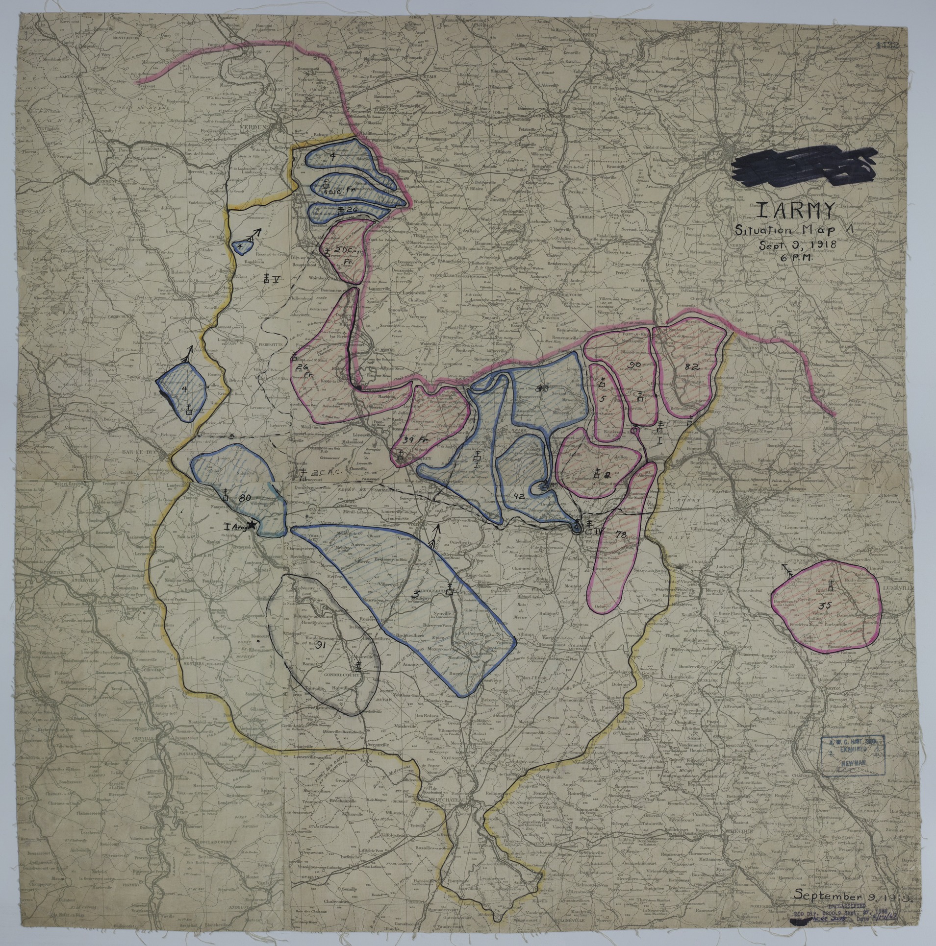 Map of Divisional Positions on September 9, 1918
