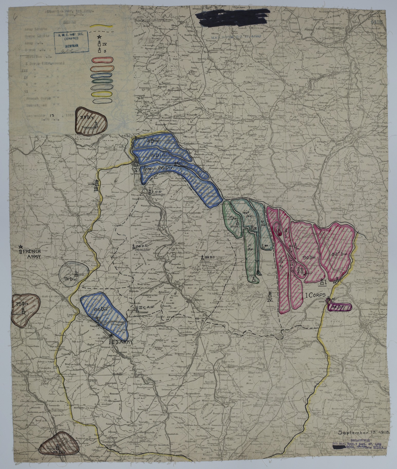 Map of Divisional Positions on September 13, 1918