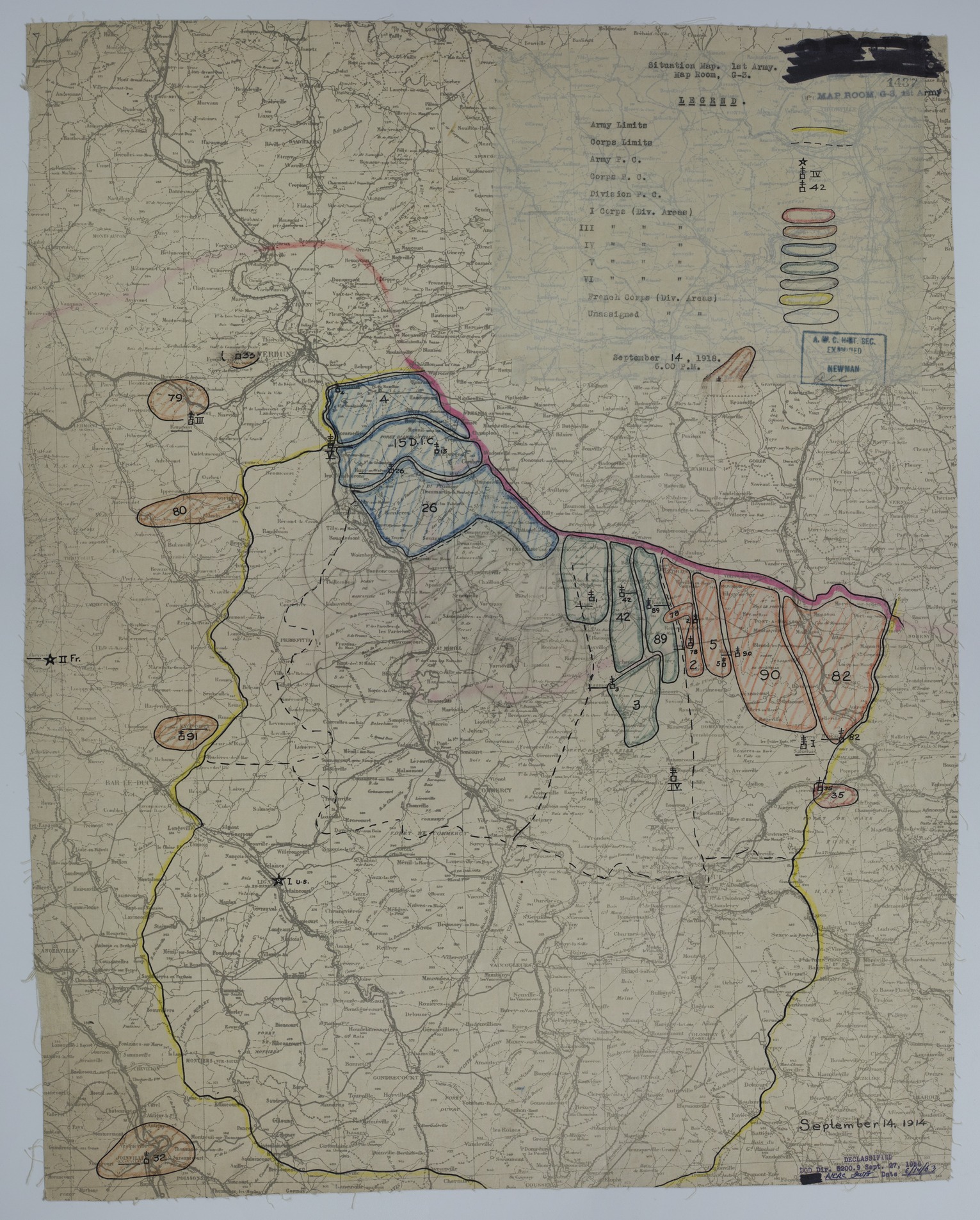 Map of Divisional Positions on September 14, 1918