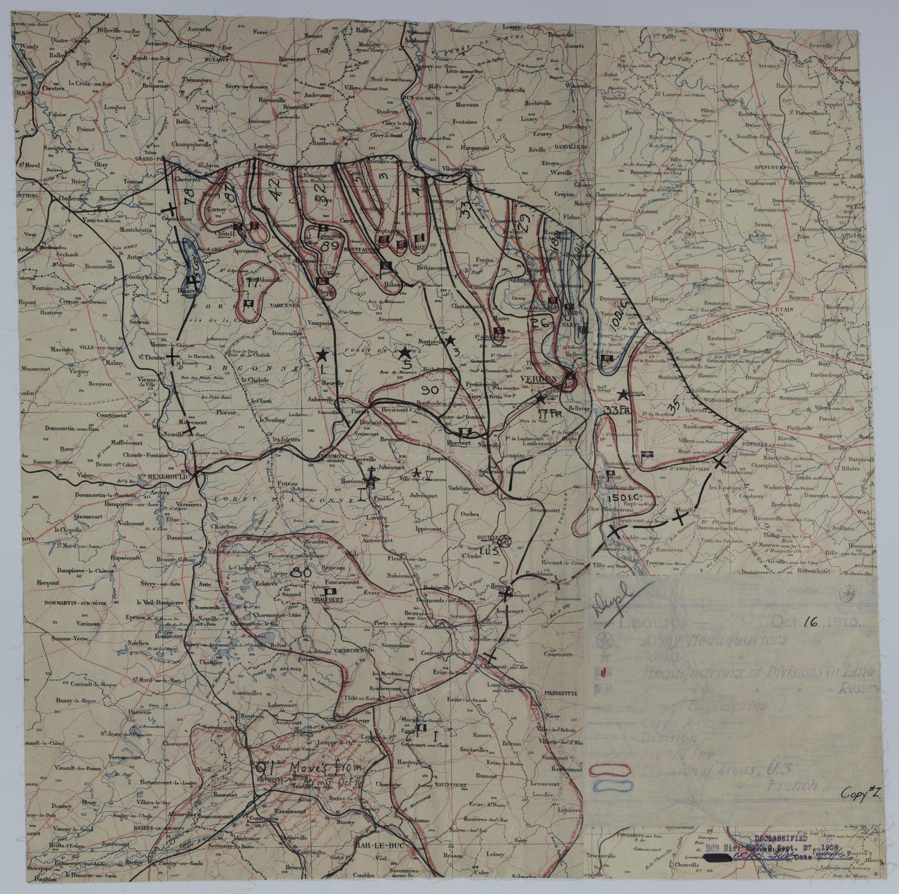 Map of Divisional Positions on October 16, 1918