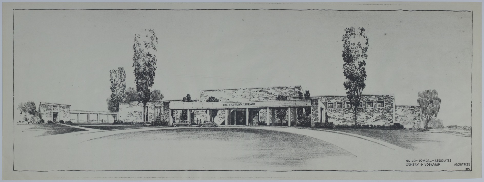 Drawing of the Proposed Front Entrance of the Harry S. Truman Library