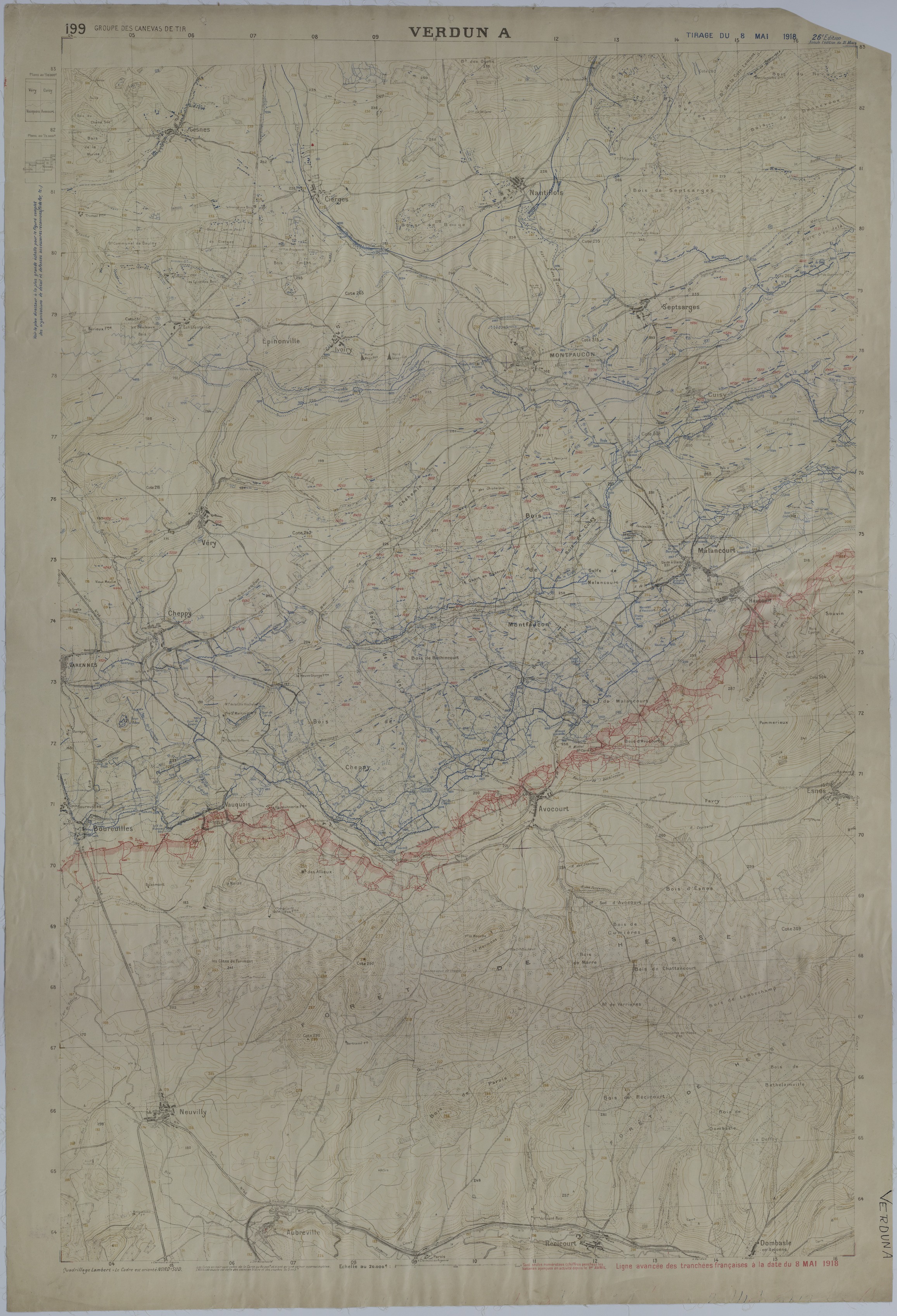 Map of Trench Systems and Battery Activity Around Verdun