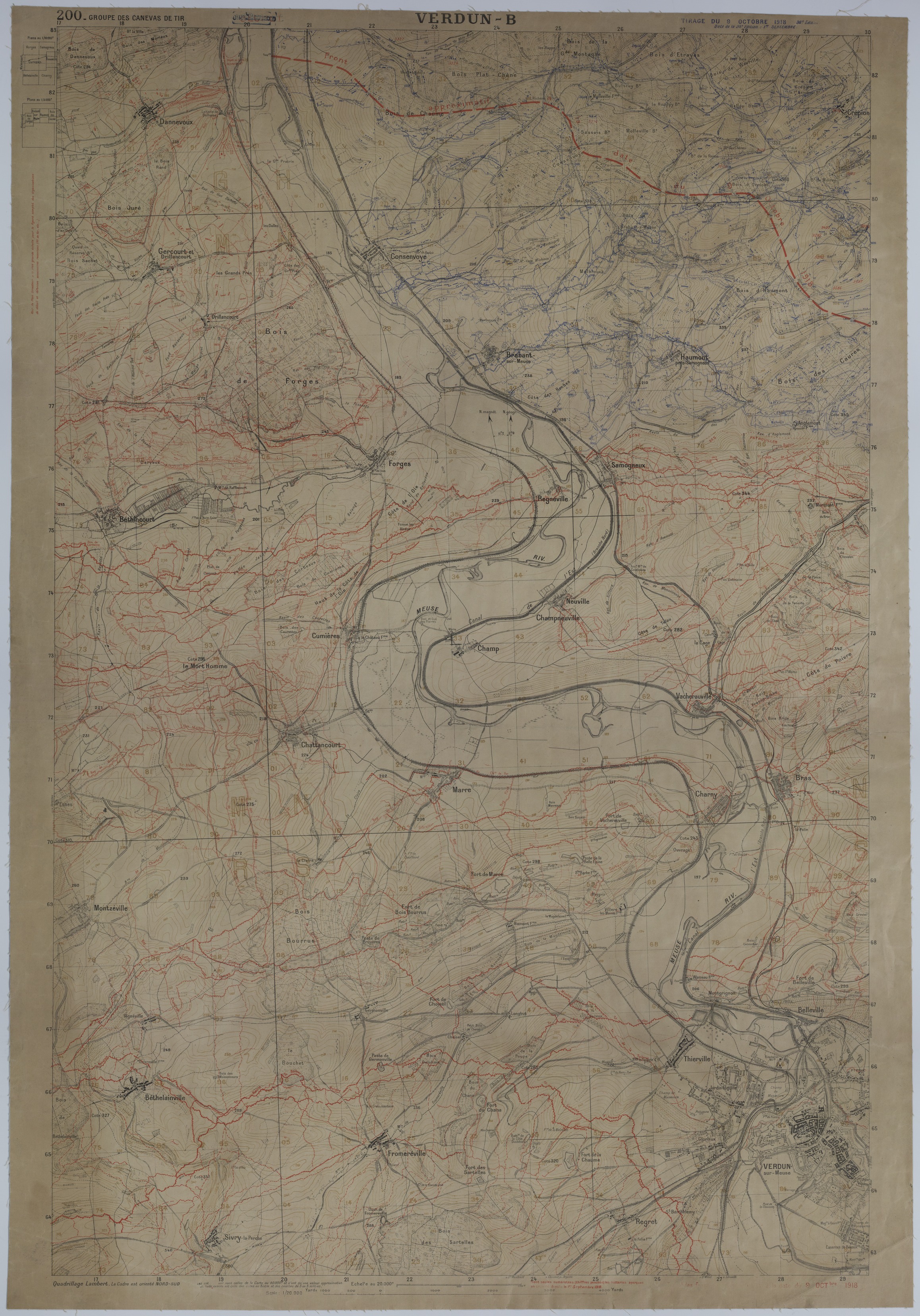 Map of Trench Systems and Battery Activity Along the Front