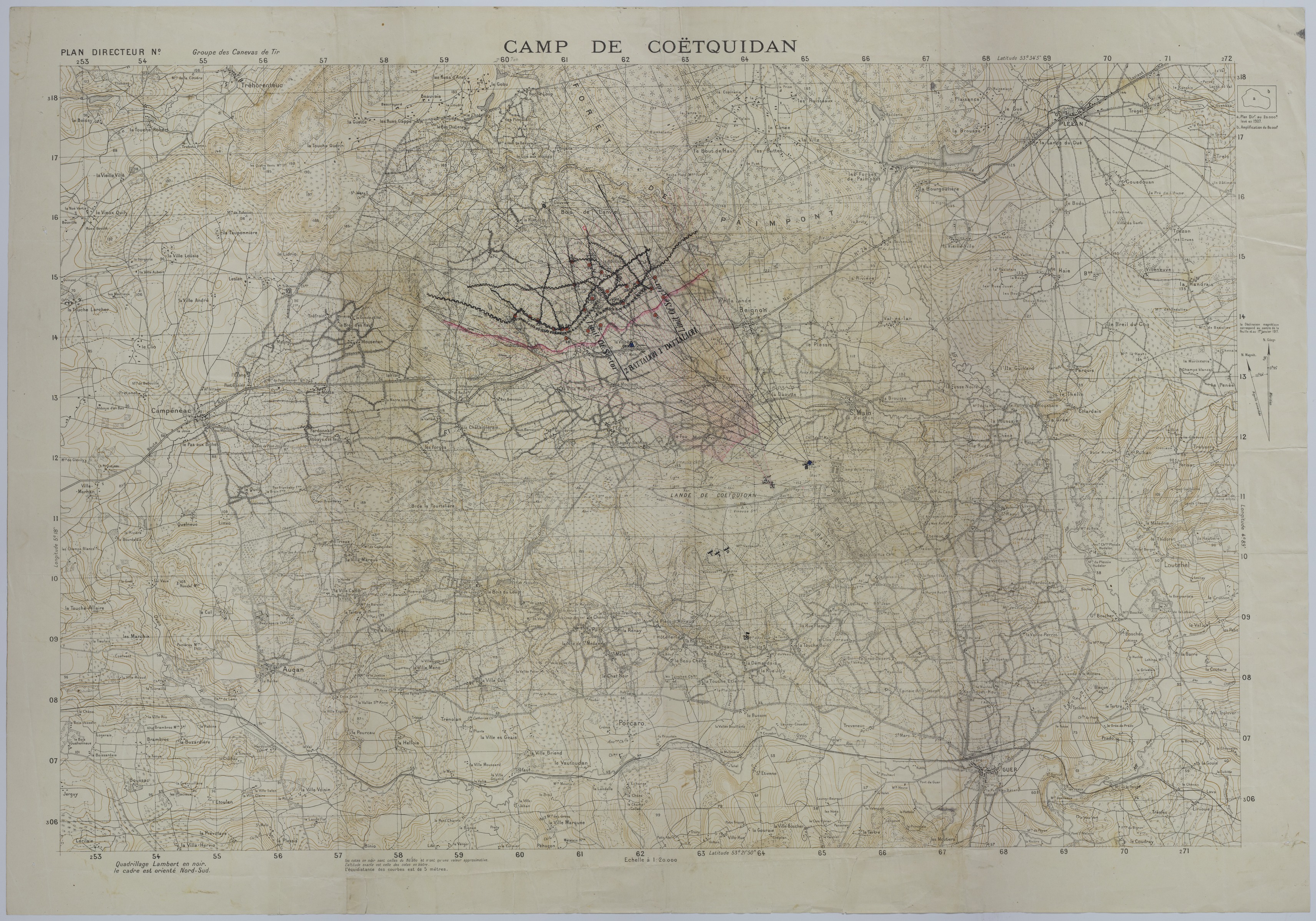 Map of the 129th Field Artillery at Camp Coetquidan