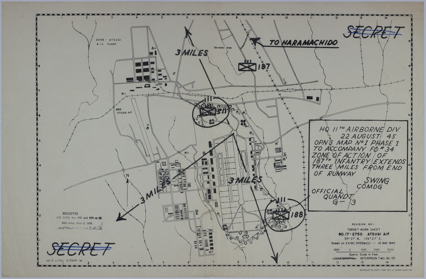 Map of the 11th Airborne Division at Atsugi Airfield
