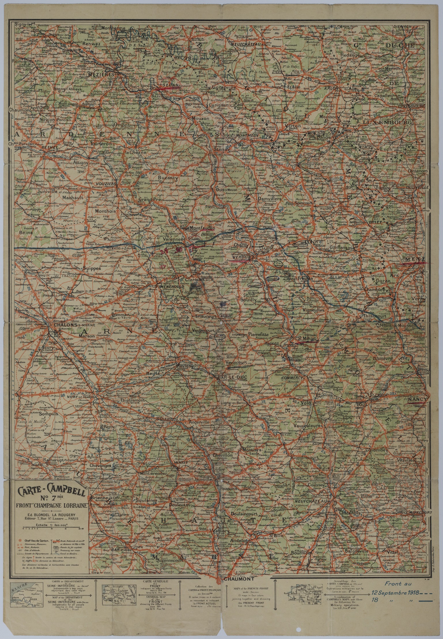 Map of the Front Lines on September 12 and September 18, 1918