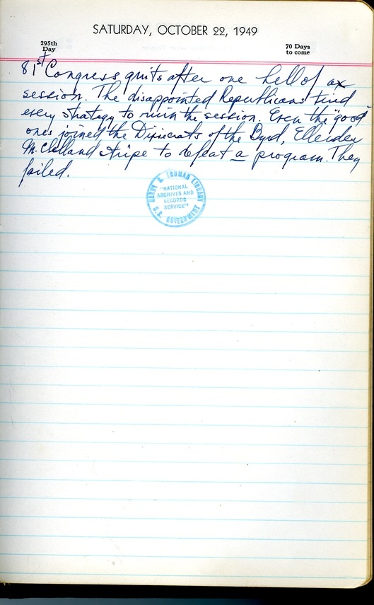 Diary Entry of President Harry S. Truman