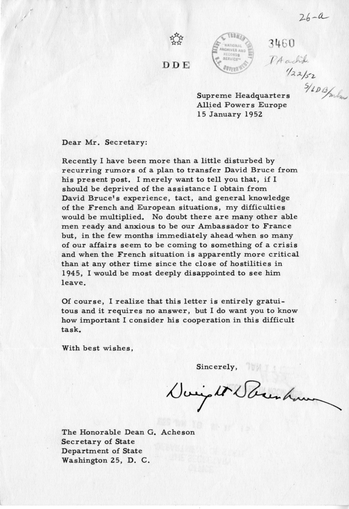 Correspondence Between General Dwight D. Eisenhower and Lucius D. Battle