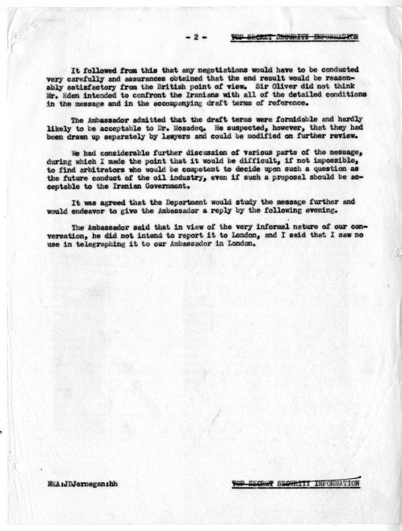 Memorandum of Conversation with Ambassador Sir Oliver Franks of Great Britain, British Ambassador, Bernard A. B. Burrows, and John D. Jernegan