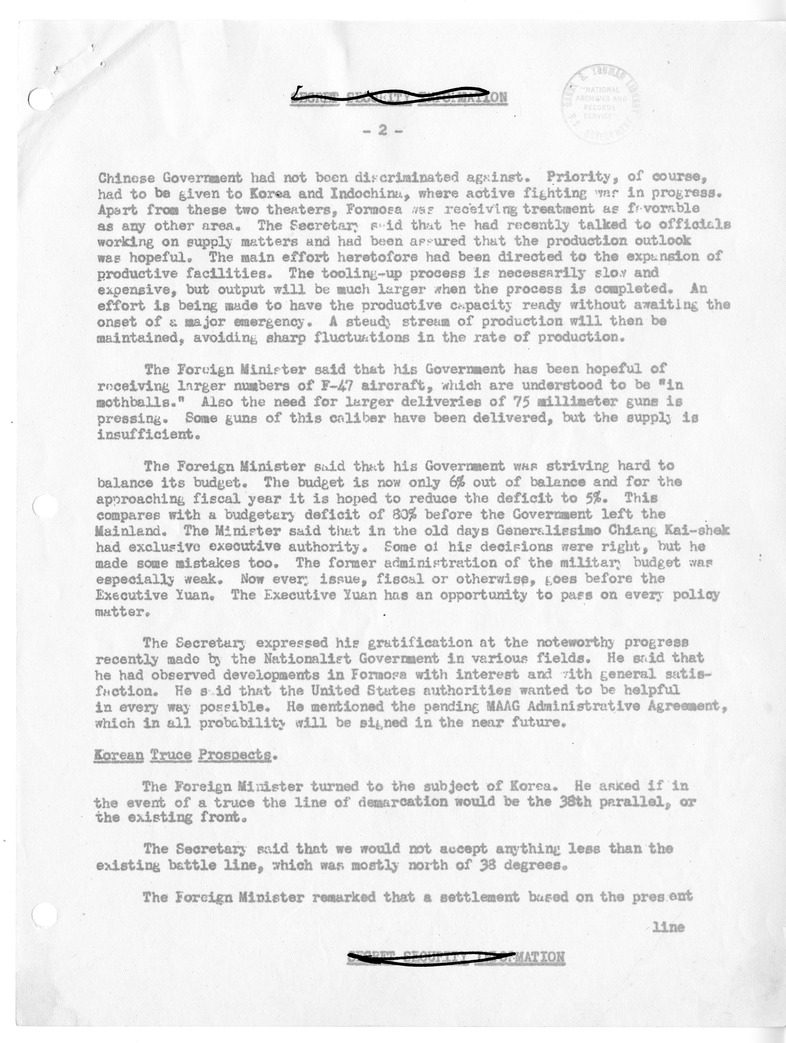 Memorandum of Conversation with Foreign Minister George Yeh of China, Ambassador David M. Key, and Walter P. McConaughy