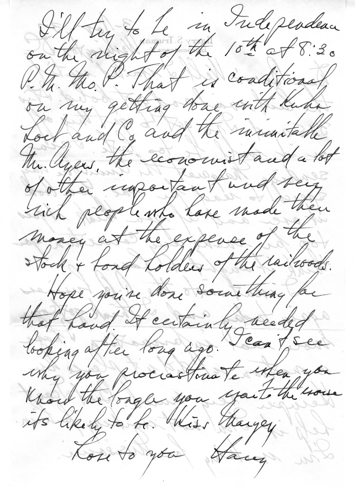 Letter from Harry S. Truman to Bess W. Truman