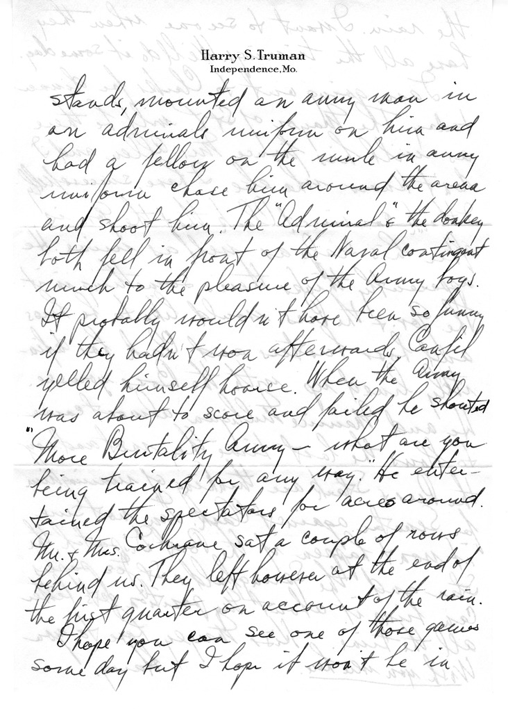 Letter from Harry S. Truman to Bess W. Truman