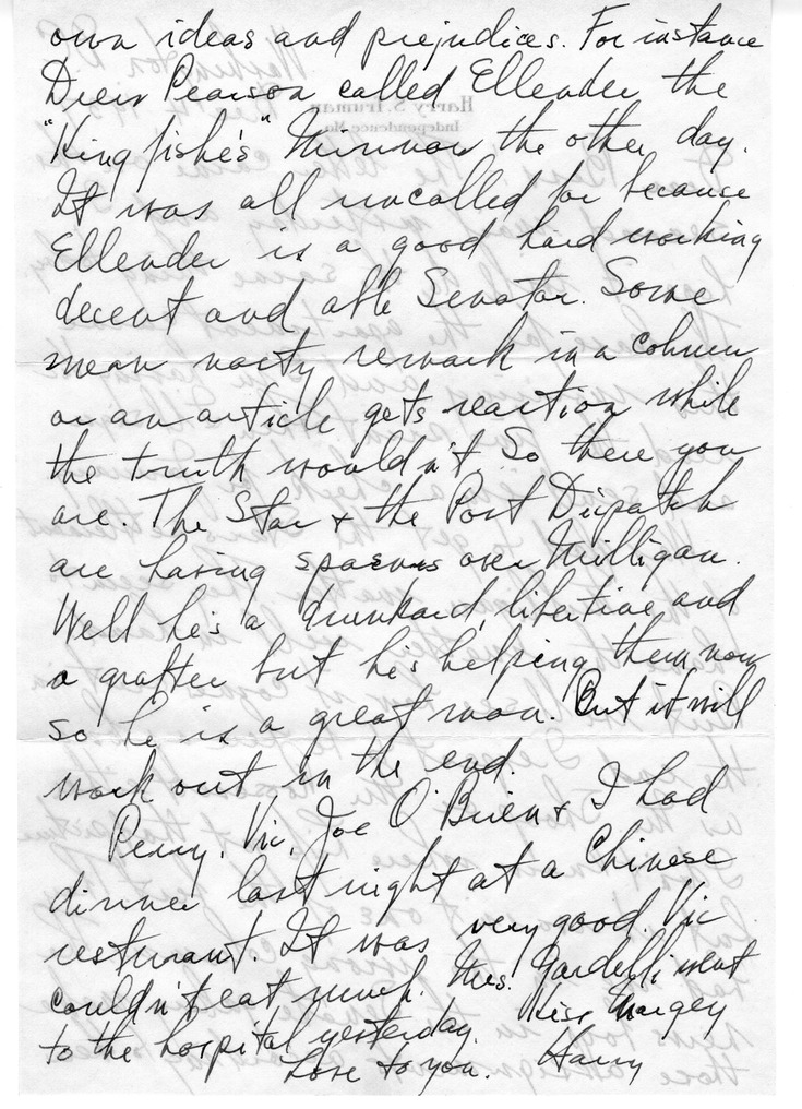 Letter from Harry S. Truman to Bess W. Truman