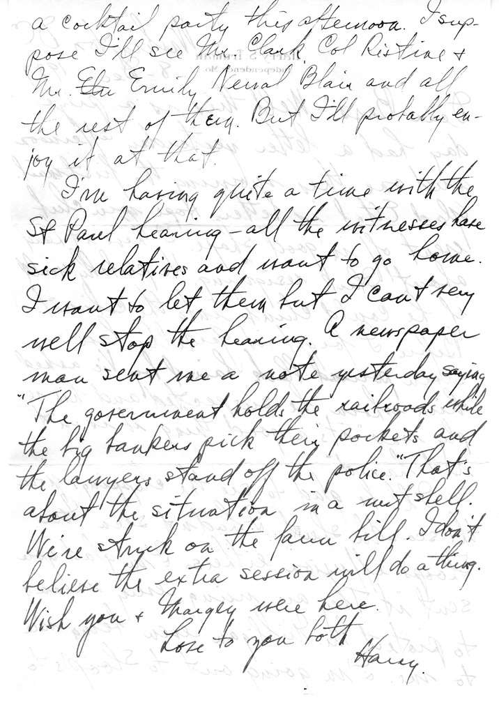 Letter from Harry S. Truman to Bess W. Truman