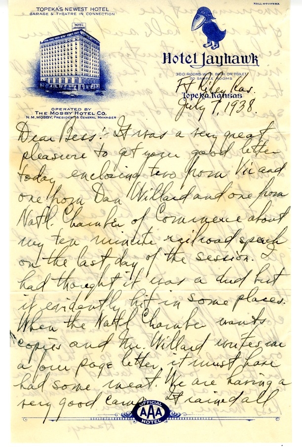 Letter from Harry S. Truman to Bess W. Truman