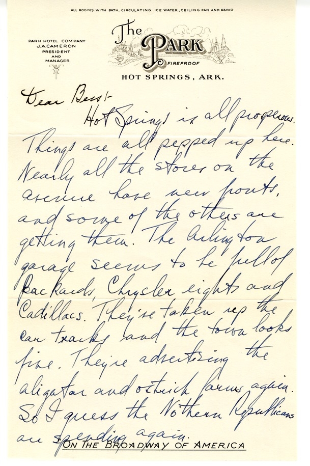 Letter from Harry S. Truman to Bess W. Truman