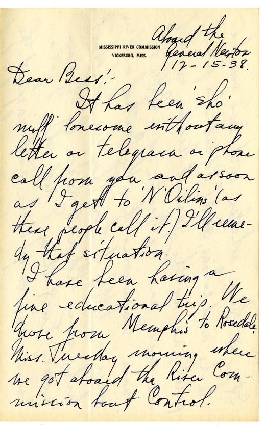 Letter from Harry S. Truman to Bess W. Truman