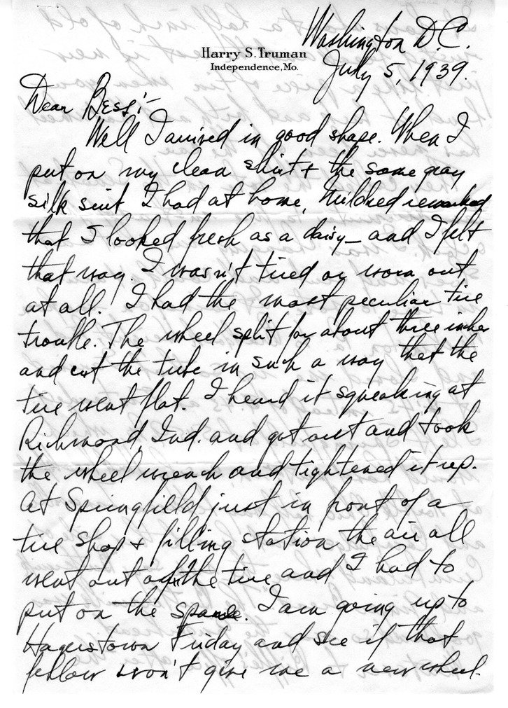 Letter from Harry S. Truman to Bess W. Truman