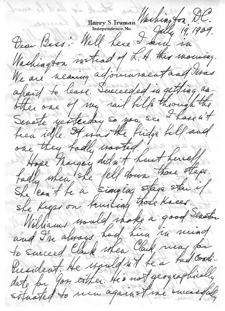 Letter from Harry S. Truman to Bess W. Truman