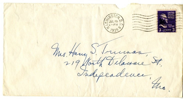 Letter from Harry S. Truman to Bess W. Truman