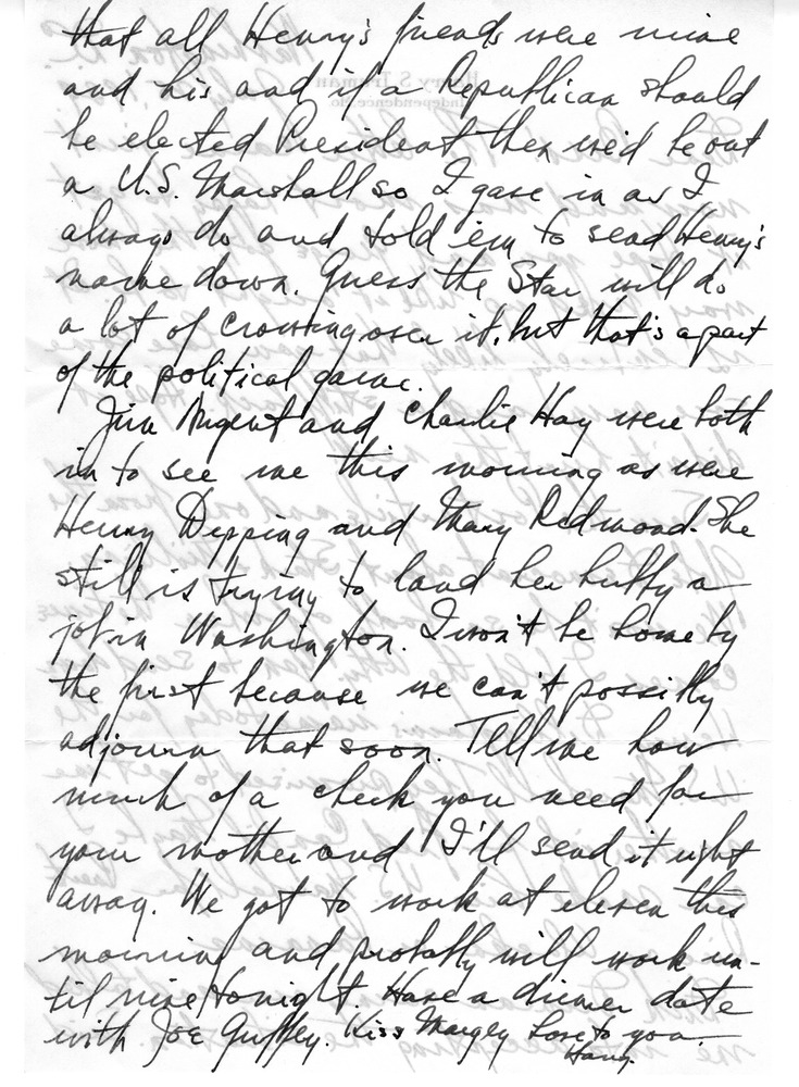 Letter from Harry S. Truman to Bess W. Truman